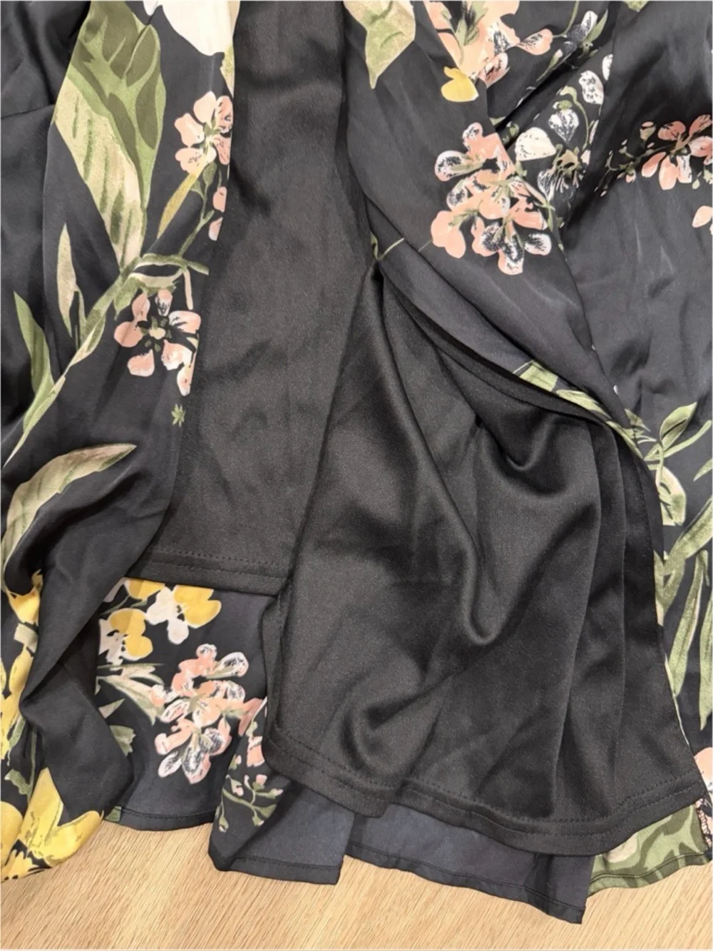 Lulu’s Still the One Black Floral Print Satin Maxi Dress - Picture 9 of 13